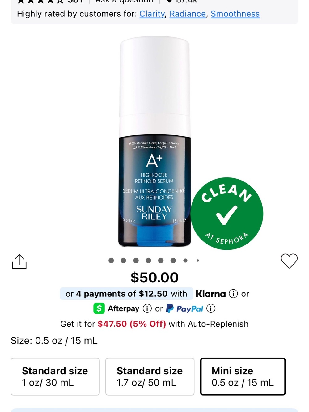 Sunday Riley A+ High-Dose Retinoid Serum — Blue, White BRAND NEW NEVER USED